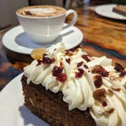 The Modern Bakeshop & Cafe - Cappuccino and Carrot Cake