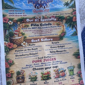 Mis Cocos - Menu - Juice Bars & Smoothies Near Me - Luquillo, Puerto Rico