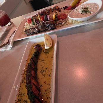Greek Bistro - Chicken and Filet skewers plate, Grilled Octopus appetizer. Delicious! - Greek Near Me - Glendale, California Greek Bistro - Chicken and Filet skewers plate, Grilled Octopus appetizer. Delicious! - Greek Near Me - Glendale, California