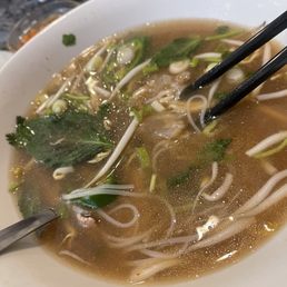 Pho with rare steak and tendon