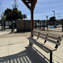 Parking lot from inside small dog area