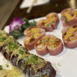 a variety of sushi rolls a variety of sushi rolls