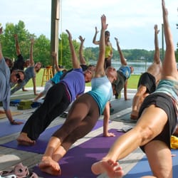 InsideOut Yoga - Steady Flow on the waterfront stage of YMCA/APYC Camp Kekoka