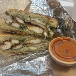 Ginzo panini with side of vodka sauce