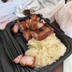 V’s Kitchen - Pork belly with rice.