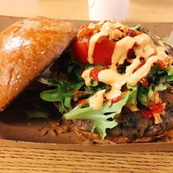 Umbrella Fellas - a burger with lettuce and tomato - Hot Dogs Near Me - Houston, Texas Umbrella Fellas - a burger with lettuce and tomato - Hot Dogs Near Me - Houston, Texas