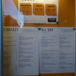 Tempo Food + Drink - Menu