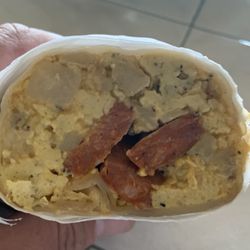 Linguica breakfast burrito