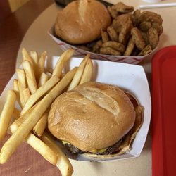 Dairy Bar - Cheeseburger, Double Cheeseburger, French Fries and Fried Pickles
