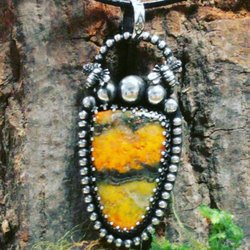 Sterling Seraph - Beautiful bumble bee Jasper pendant made in the shop