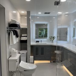 Side view of the mirror and Cabinets