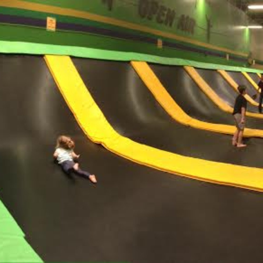 Get Air Vista - Although it is a bit broken up (my 1st attempt at a panoramic pic) you can see tons of the fun features get air offers! - Trampoline Parks Near Me - Vista, California