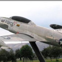 Lewiston-Nez Perce County Regional Airport - LWS - Lockheed T33 "Shooting Star" on static display in front of the airport.