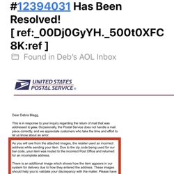 The email from the Post Office says Cubby's used the wrong address.