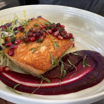 Benchmark - Salmon with pommegranate chimmichurri. - New American Near Me - Santa Ana, California