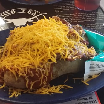 Big Tex Bar-B-Que - Brisket stuffed large baked potato.  This thing is mental. To grasp size, make 2 fists, put them together - bigger than that. - Barbeque Near Me - Willcox, Arizona