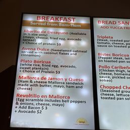 Breakfast menu Breakfast menu
