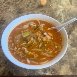 I think this was a 10" diameter bowl of "Spicy Seafood Noodle Soup" I think this was a 10" diameter bowl of "Spicy Seafood Noodle Soup"