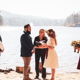 Our gorgeous lakeside wedding, with Andrew helping us pick the spot.
