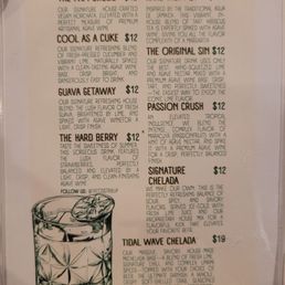 Mixed drink menu