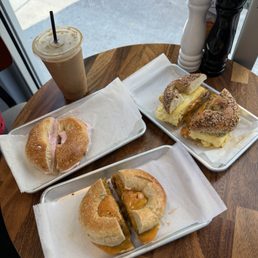 Dirty chai, Bagel with Strawberry Cream Cheese, single Sunrise Smash, double smash Dirty chai, Bagel with Strawberry Cream Cheese, single Sunrise Smash, double smash
