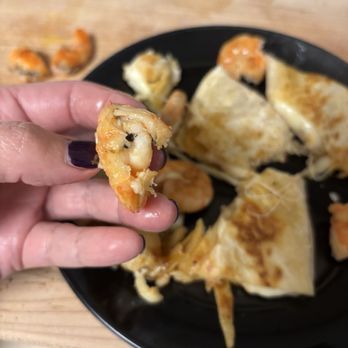 Taqueria Dos Charros - The shrimp were not butterflied and cleaned. I cut them open so you can see the dark track of poop. - Mexican Near Me - Daly City, California