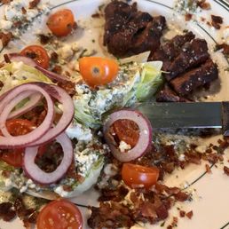 Steak wedge salad--Good flavor, but overdressed and so salty!