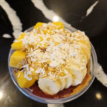 Drop Shots - Island bowl with coconut, honey. Peanut butter, bananas, mango, acai base. - Pickleball Near Me - Houston, Texas Drop Shots - Island bowl with coconut, honey. Peanut butter, bananas, mango, acai base. - Pickleball Near Me - Houston, Texas