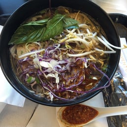 Bun bo hue with added bean sprouts, Thai basil, and spicy paste :) Bun bo hue with added bean sprouts, Thai basil, and spicy paste :)