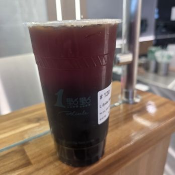 Alittle Tea - Large boba black tea, no ice, 50% sugar, with pearl and coffee jelly toppings - Bubble Tea Near Me - Diamond Bar, California