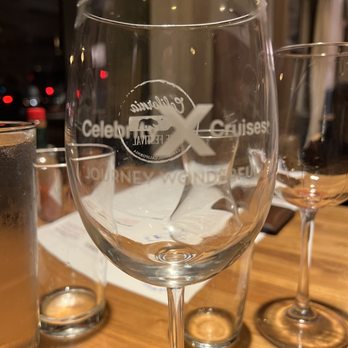 Bluewater Grill - Wine glass with celebrity cruise line logo! - Seafood Near Me - Santa Barbara, California