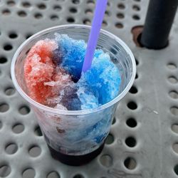 California Hot Dogs - Half eaten snow one. Sugar free blue raspberry and sugar free cherry. It was good!
