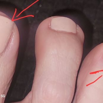 Azusa Nail Bar - Bubbles  tge nail polish wash dry, yet she continued to add and add more gloss to cover it up. - Nail Salons Near Me - West Covina, California