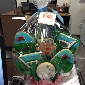 Cookies By Design - Golf themed bouquet with standard basket. - Bakeries Near Me - Long Beach, California Cookies By Design - Golf themed bouquet with standard basket. - Bakeries Near Me - Long Beach, California