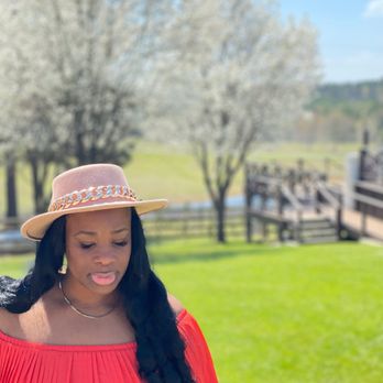 Enoch's Stomp Vineyard & Winery - She's not on the menu. But that background is there for the taking! - New American Near Me - Harleton, Texas