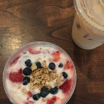 Southern Grounds - yogurt parfait with fresh berries + granola (to-go) & white chocolate iced latte - Cafes Near Me - Jacksonville, Florida Southern Grounds - yogurt parfait with fresh berries + granola (to-go) & white chocolate iced latte - Cafes Near Me - Jacksonville, Florida