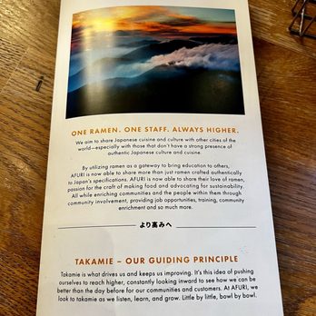 AFURI Ramen+Dumpling - Beaverton - Menu cover - Ramen Near Me - Beaverton, Oregon