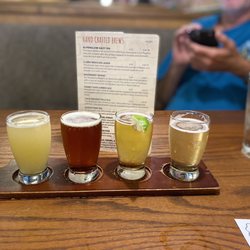 Rockslide Brew Pub - Raspberry Wheat Rabbit Ears Amber Ale Kokopelli Kölsch, the one with the lime was their Mexican lage.