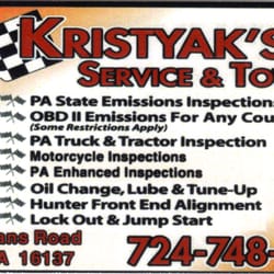 Kristyak's Service & Towing - Business Card