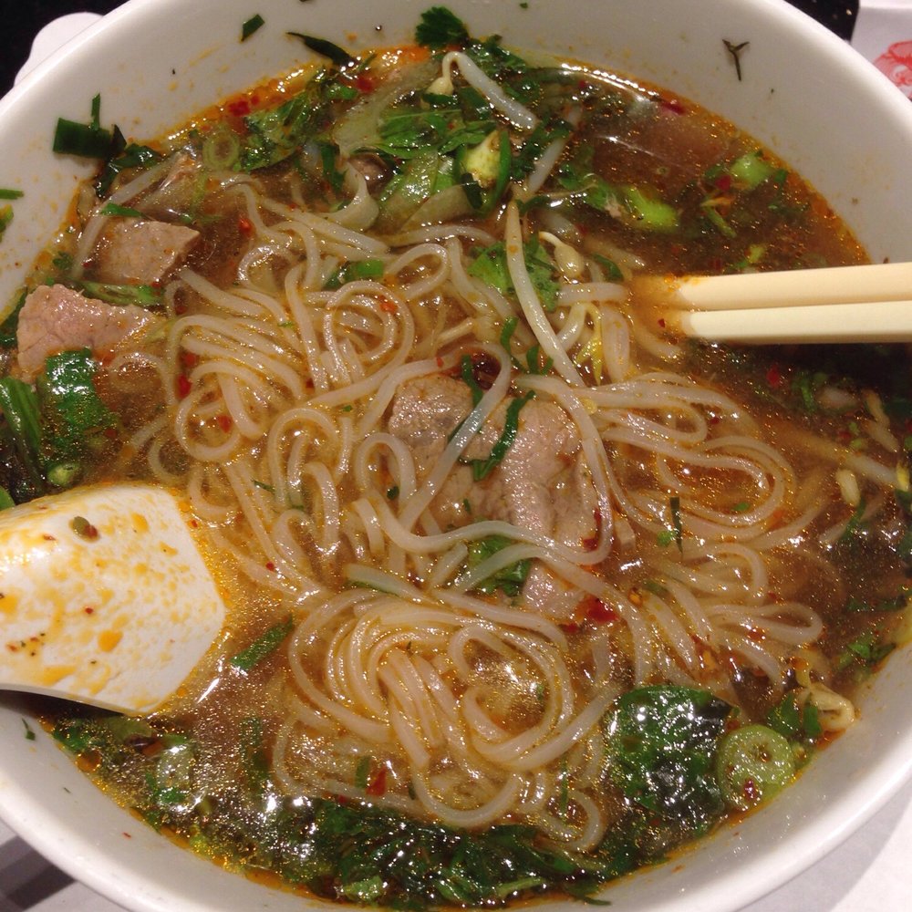 Pho Hoa Soan - Extra extra spicy pho tai! I added Sriracha and their bomb chili paste in a little container on the table - Vietnamese Near Me - Garden Grove, California Pho Hoa Soan - Extra extra spicy pho tai! I added Sriracha and their bomb chili paste in a little container on the table - Vietnamese Near Me - Garden Grove, California