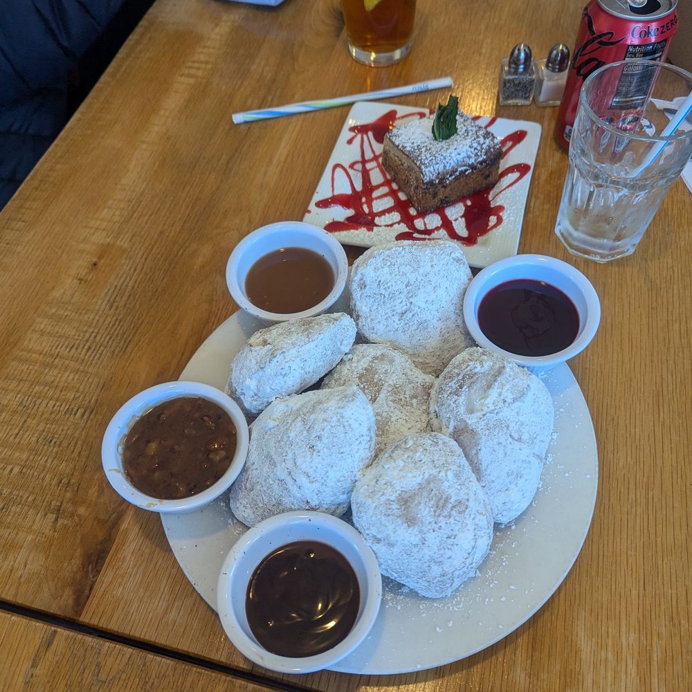 The Corner Grille - Beignets and Blondie with Raspberry syrup - Breakfast & Brunch Near Me - College Park, Georgia The Corner Grille - Beignets and Blondie with Raspberry syrup - Breakfast & Brunch Near Me - College Park, Georgia