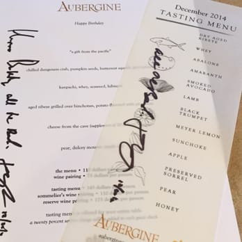 Aubergine - Signed menus from Executive Chef Justin Cogley - New American Near Me - Carmel, California