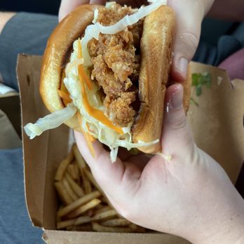 Over Easy - Fried chicken sandwich with fries. - Breakfast & Brunch Near Me - Kailua, Hawaii Over Easy - Fried chicken sandwich with fries. - Breakfast & Brunch Near Me - Kailua, Hawaii