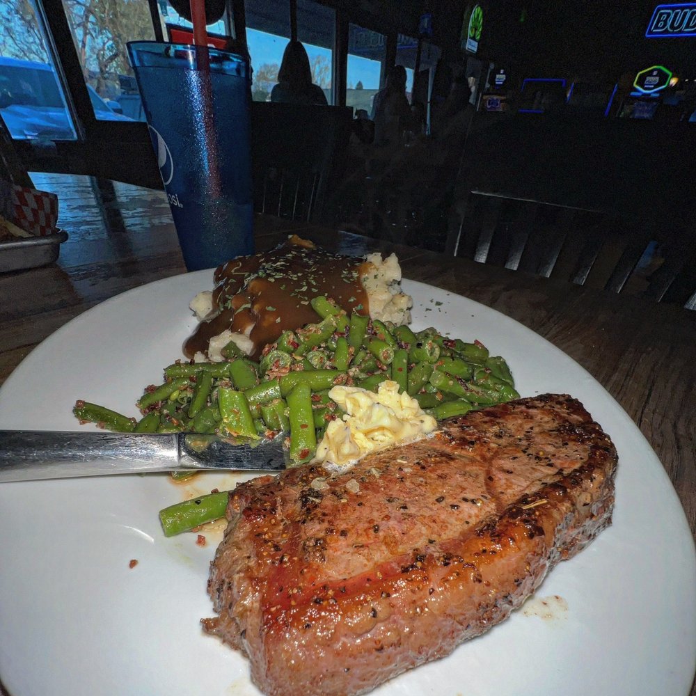 Dixie Creek Saloon - Steak, green beans and mashed potatoes - Bars Near Me - Tangent, Oregon Dixie Creek Saloon - Steak, green beans and mashed potatoes - Bars Near Me - Tangent, Oregon