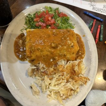 Columbine Cafe - Breakfast Burrito with hashbrowns - American Near Me - Breckenridge, Colorado Columbine Cafe - Breakfast Burrito with hashbrowns - American Near Me - Breckenridge, Colorado