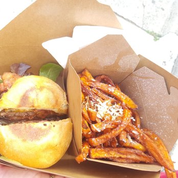 Curb - Burger and coconut sweet potato fries. - Food Trucks Near Me Curb - Burger and coconut sweet potato fries. - Food Trucks Near Me