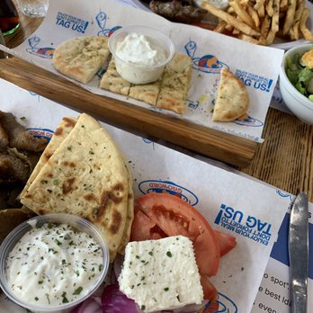 Gyro World Astoria - Our spread! Minus a bite of bread - Mediterranean Near Me - Astoria, New York