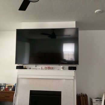 Atlas Home Services - Mounted 75" tv above fireplace. - TV Mounting Near Me - Meridian, Idaho