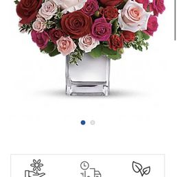 Photo on the flower shops website of the premium arrangement that I purchased. Photo on the flower shops website of the premium arrangement that I purchased.