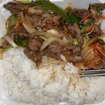 Happy China II - Mongolian Beef with white rice - Chinese Near Me - Savannah, Georgia Happy China II - Mongolian Beef with white rice - Chinese Near Me - Savannah, Georgia